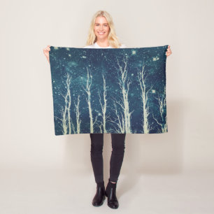 Stark Trees Stars Natuur Blauwgroen Blauw Fleece Deken