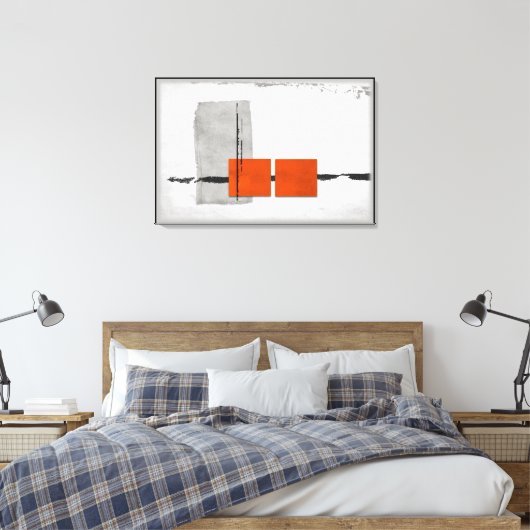 Stark Windows minimalistisch modern Sinaasappel en Canvas Afdruk (Insitu (Slaapkamer))