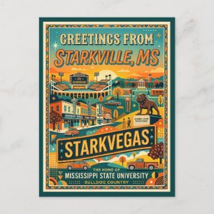 Starkville Mississippi StarkVegas Vintage Stijl Briefkaart