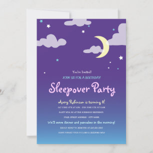 Starlight Birthday Sleepover Party Invitation Kaart