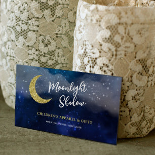 Starlight Galaxy Faux Gold Glitter Moon Visitekaartje