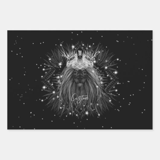 Starlight-leeuw met kroonmonogram inpakpapier vel (Voorkant)