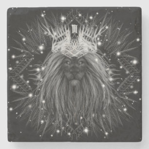 Starlight-leeuw met kroonmonogram stenen onderzetter