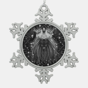 Starlight-leeuw met kroonmonogram tin sneeuwvlok ornament