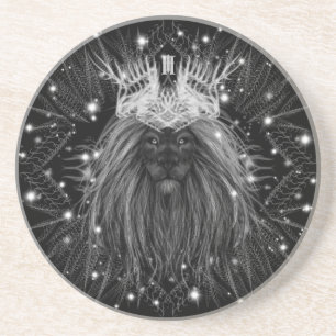 Starlight-leeuw met kroonmonogram zandsteen onderzetter