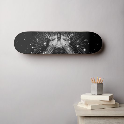 Starlight-leeuw met kroonmonogram zwart skateboard (Muurkunst (Horizontaal))