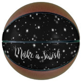 Starlight Sparkles Black and White Stars Wish Pun Basketbal (Voorkant)