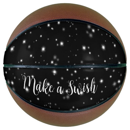 Starlight Sparkles Black and White Stars Wish Pun Basketbal (Voorkant)