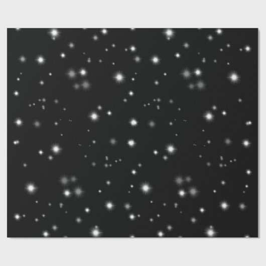 Starlight Sparkles Black en White Stars Cadeaupapier (Vlak)