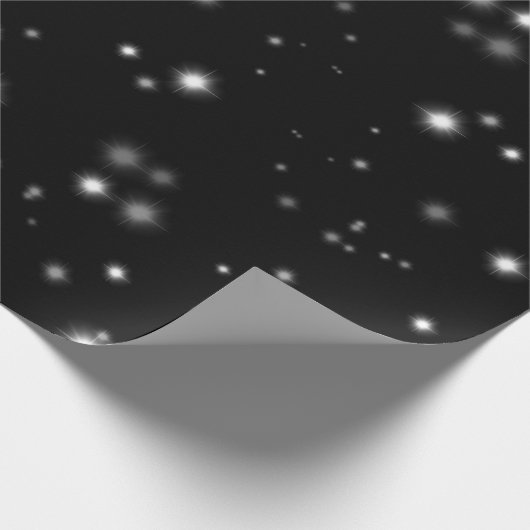 Starlight Sparkles Black en White Stars Cadeaupapier (Hoek)