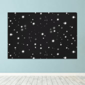 Starlight Sparkles Black en White Stars Canvas Afdruk (Insitu (Houten vloer))