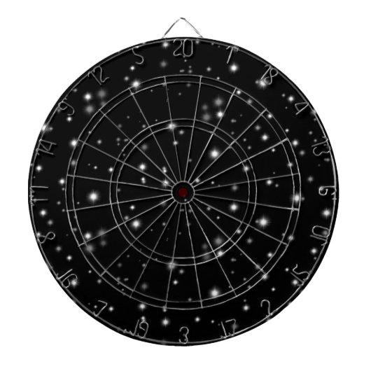 Starlight Sparkles Black en White Stars Dartbord (Voorkant)