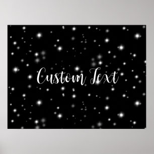 Starlight Sparkles Black en White Stars Poster