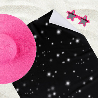 Starlight Sparkles Black en White Stars Strandlaken