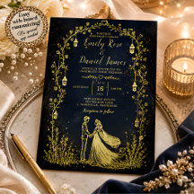 Starlight Symphony Goud Folie Trouwuitnodiging