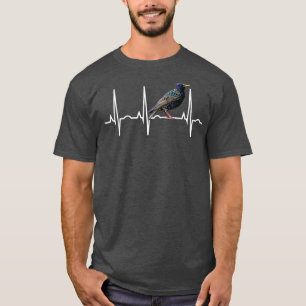 Starling Birder Heartbeat Starling Bird Lover T-shirt