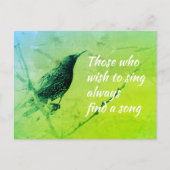 Starling op de Tak van de Boom in Mei die Citaat z Briefkaart (Voorkant)