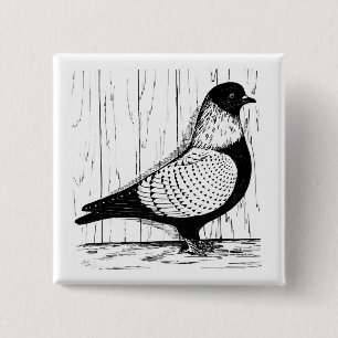 Starling Pigeon Silver-laced 1979 Vierkante Button 5,1 Cm