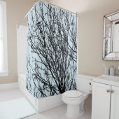 Starlings in een boom - Lt Blue Grey #D3E5EF Douchegordijn (In situ)