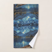 "Starlit Drift : Pêcher sous le Cosmos (Serviette à main)