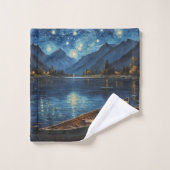 "Starlit Drift : Pêcher sous le Cosmos (Gant de toilette)