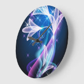 Starlit Elegance: Floral Design Diepblauwe klok (Hoek)