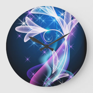 Starlit Elegance: Floral Design Diepblauwe klok