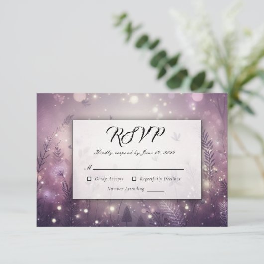 Starlit Enchantment in Bloom RSVP Kaartje (Staand voorkant)