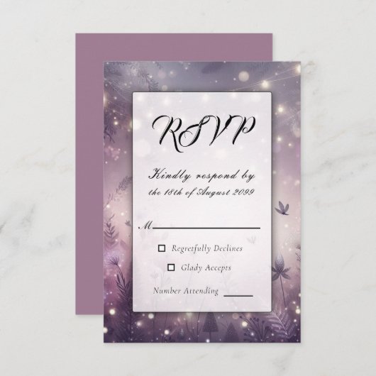 Starlit Enchantment in Bloom Wedding RSVP Kaartje (Voorkant / Achterkant)