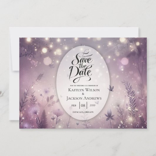 Starlit Enchantment in Bloom Wedding Save The Date (Voorkant)