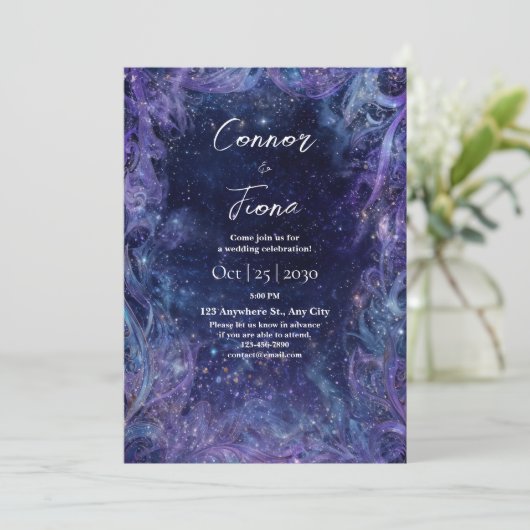 Starlit Galaxy Faire-part de mariage (Debout devant)