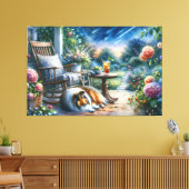 Starlit Garden Porch Sheltie Dream Canvas Afdruk (Insitu (Woonkamer))
