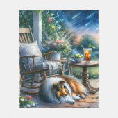 Starlit Garden Porch Sheltie Dream Fleece Deken (Voorkant)
