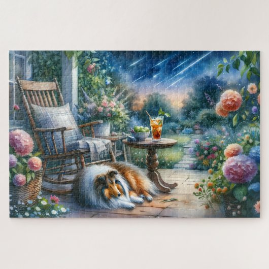 Starlit Garden Porch Sheltie Dream Legpuzzel (Horizontaal)