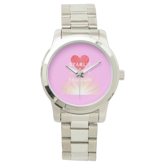 Starlit Harten Mode Rood Hart Shine Horloge (Voorkant)