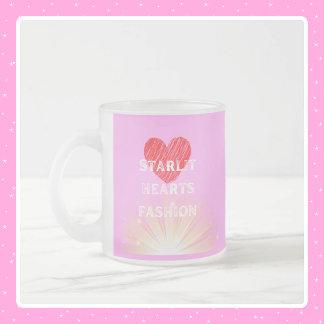 Starlit Harten Mode Rood Hart Shine Matglas Koffiemok