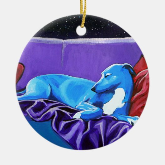 "Starlit lurcher" Keramisch Ornament (Voorkant)