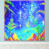 "Starlit Oerwoud" Cute Painting. Bestel nu Canvas Afdruk (Insitu (Houten vloer))