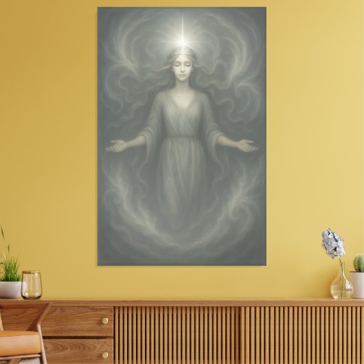 Starlit Revelation Goddess – Celestial Awakening L Canvas Afdruk (Insitu (Woonkamer))