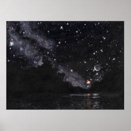 Starlit River in afwachting van Schorpioen: Groot Poster
