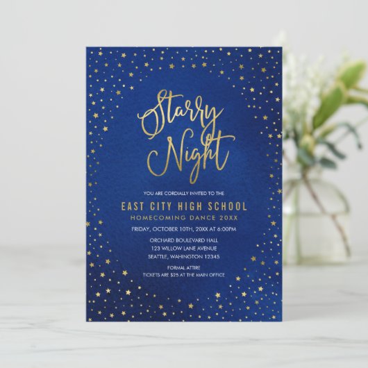 Starnacht Blauw Aquarel Nepgoud School Dans Kaart (Staand voorkant)