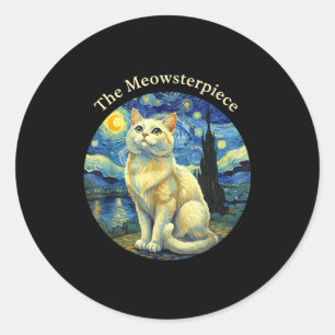 Starnacht Grappige Kat De Meowsterece Van Gogh Hu Ronde Sticker