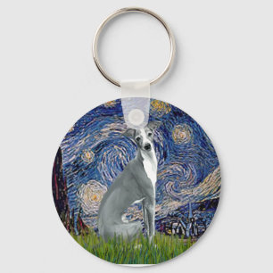 Starnacht-Italian Greyhound 4 (zittend) Sleutelhanger