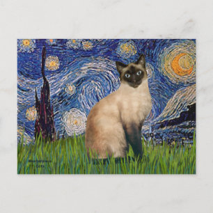 Starnacht - Seal Point Siamese kat Briefkaart