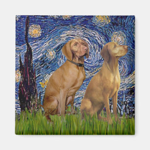 Starnacht - Twee Vizsla's Magneet