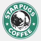 Starpug Coffee Ronde Sticker (Voorkant)