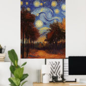 Starry Autumn Path - Affiche de style impressionni (Bureau à domicile)