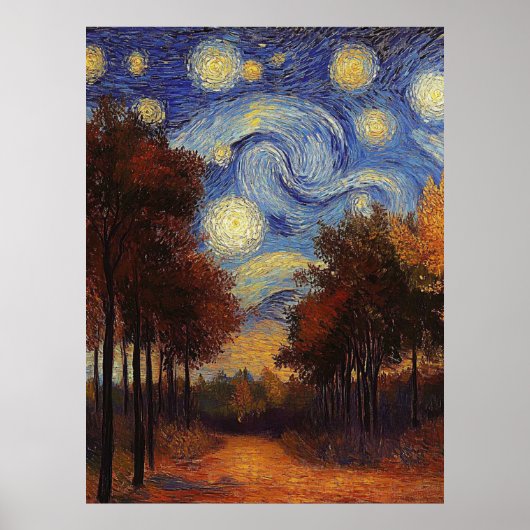 Starry Autumn Path - Affiche de style impressionni (Devant)