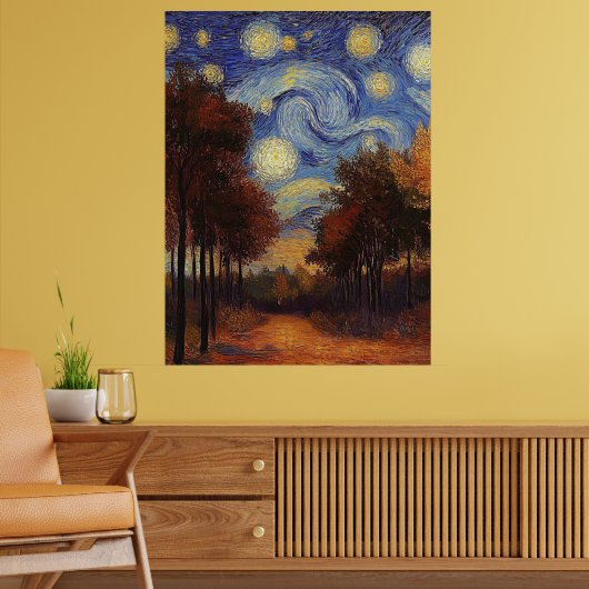 Starry Autumn Path - Affiche de style impressionni (Salon 2)