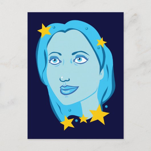 Starry Blue Girl Briefkaart (Voorkant)